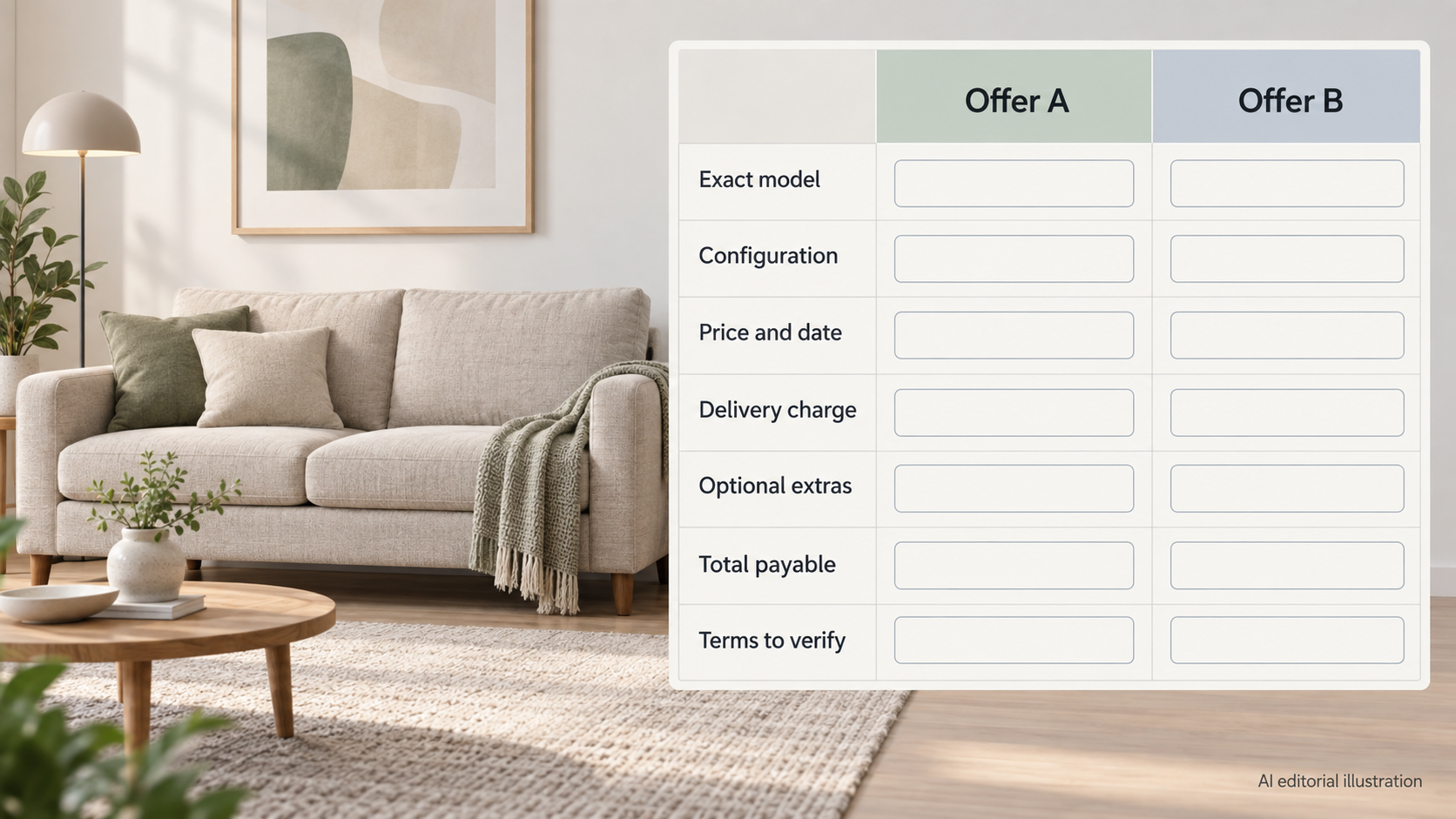 Support a like-for-like comparison of verified offer costs and reinforce that a headline discount alone does not establish value